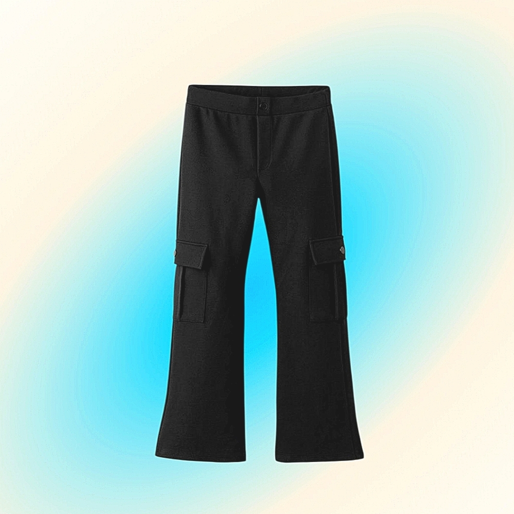 Zara Kids Black Flared Pull-On Cargo Pants